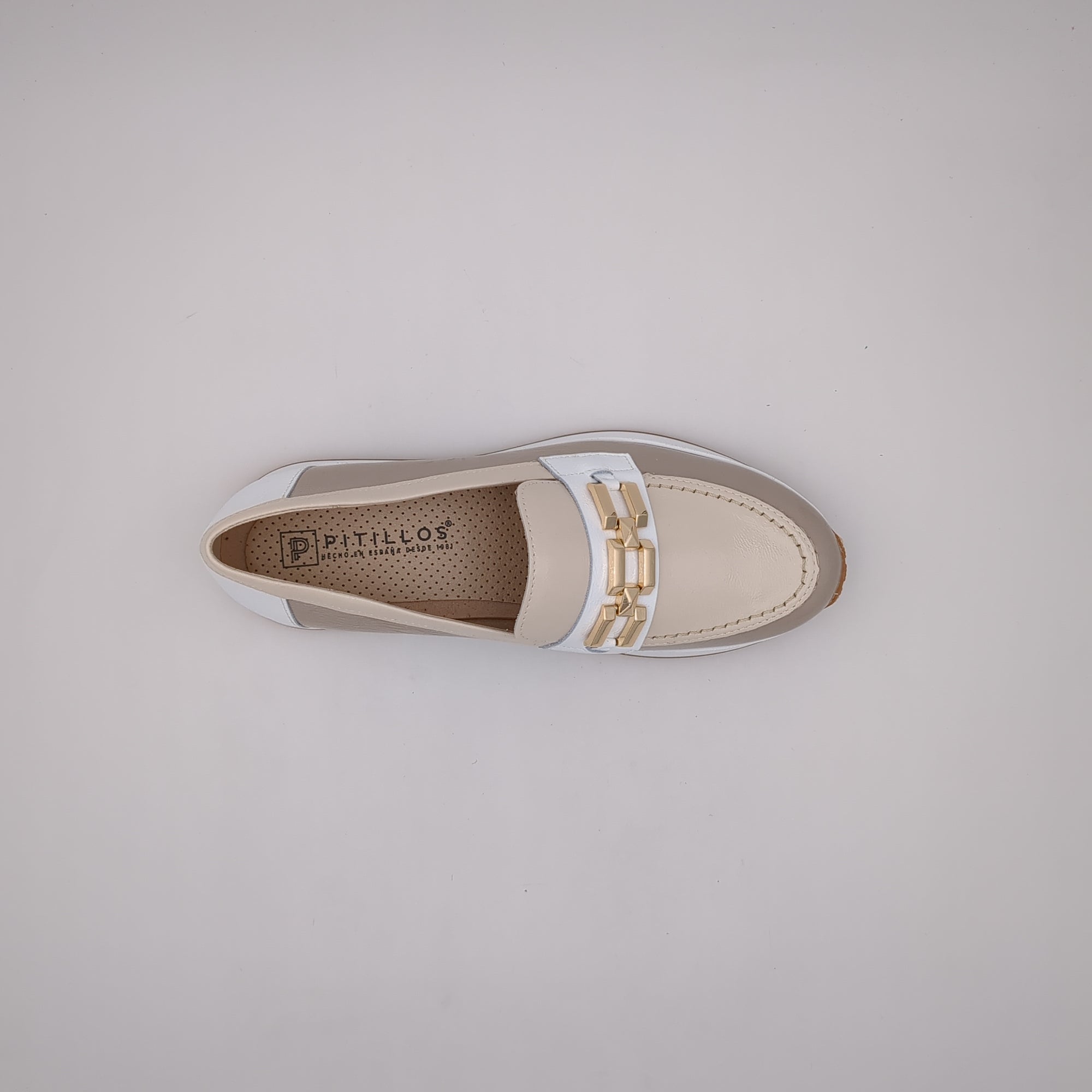 Pitillos Beige Loafer with Taupe Accents and Modern Sole