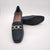 Pitillos Black Slip-on Loafers with Sleek Block Heel and Gold Chain