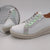 Jose Saenz White Wedge Runner Sneakers - Silver Accented Leather Comfort Shoes