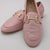 Jose Saenz Light Pink Loafers with Gold Chain Detail for Women