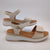 Oh My Sandals 5411 Beige Leather Wedge Sandals with Double Velcro Straps