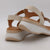 Oh My Sandals 5411 Beige Leather Wedge Sandals with Double Velcro Straps