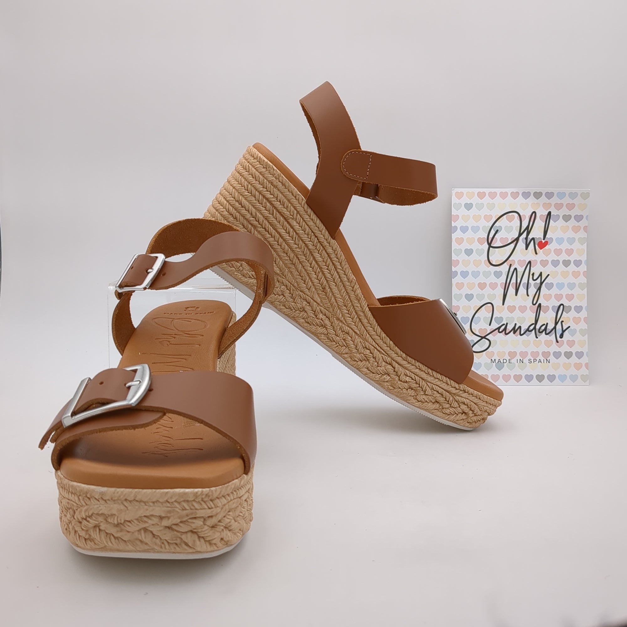 Oh My Sandals Brown Wedge Sandals with Memory Foam - 5459 ROBLE