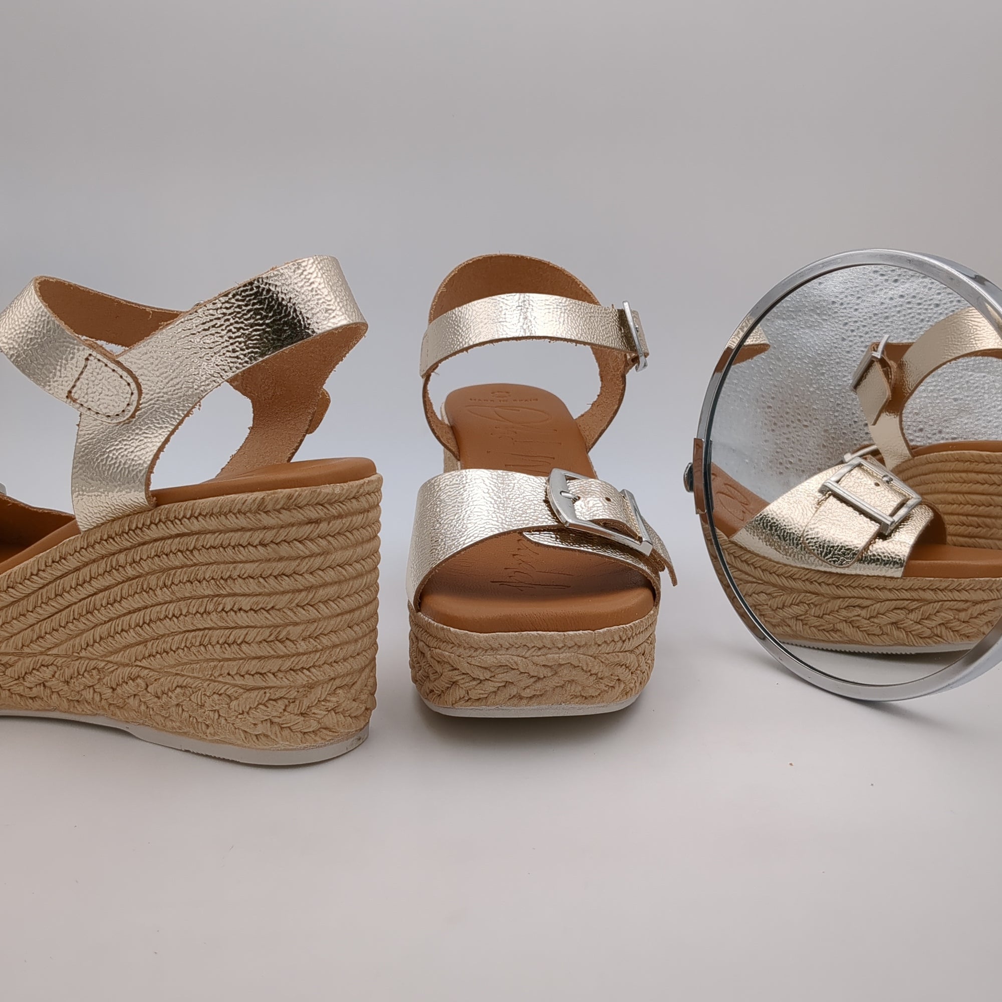 Oh My Sandals 5459 Gold Wedge Sandal