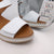 OhMySandals White Leather Wedge Sandals with Double Velcro Straps