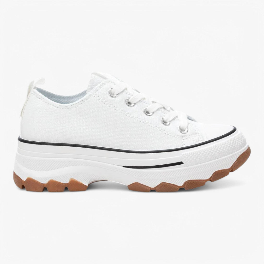 Refresh White Canvas Trainer – Classic Style with a Chunky Sole - Leavys Shoes