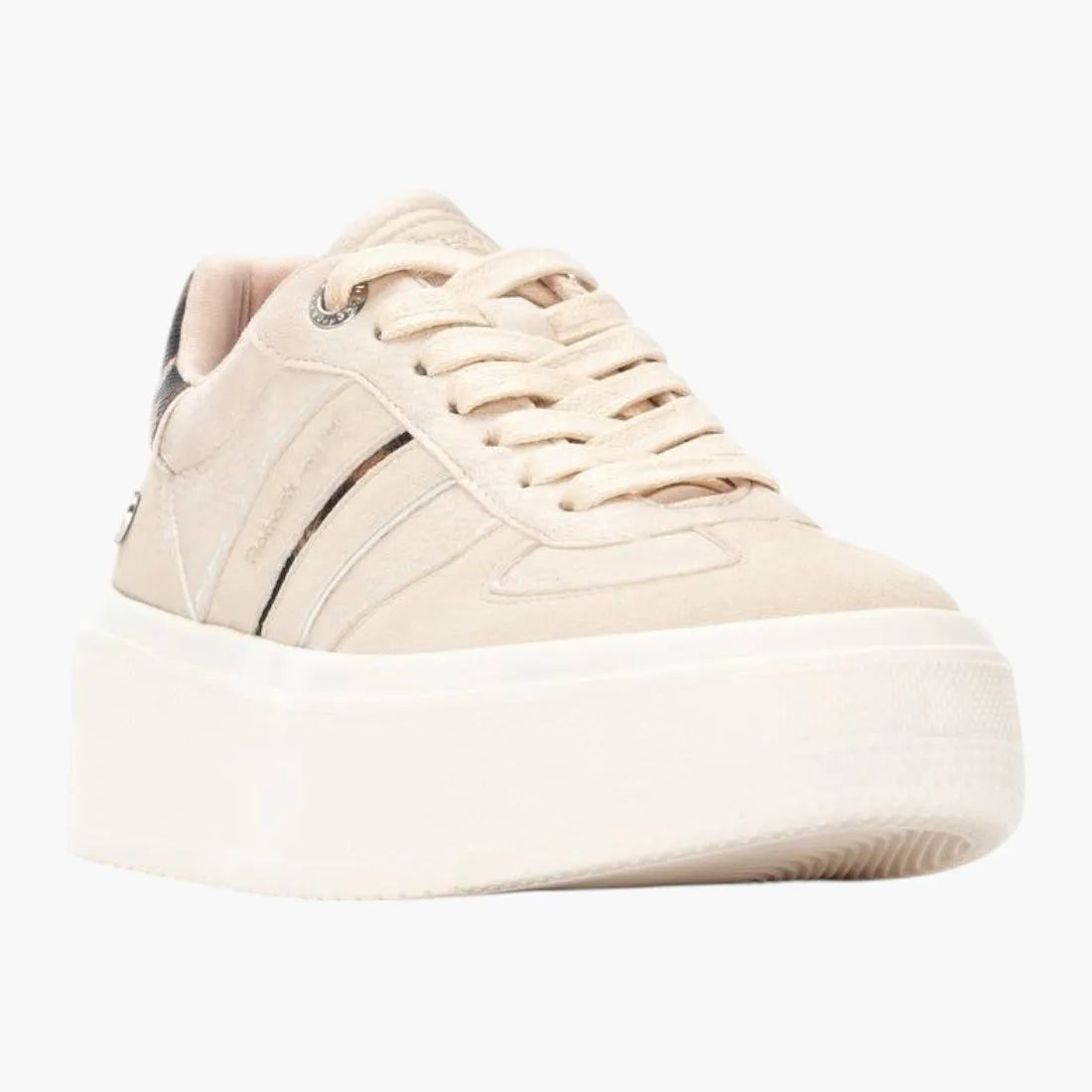 Refresh Beige Vegan Platform Trainers with Leopard Trim