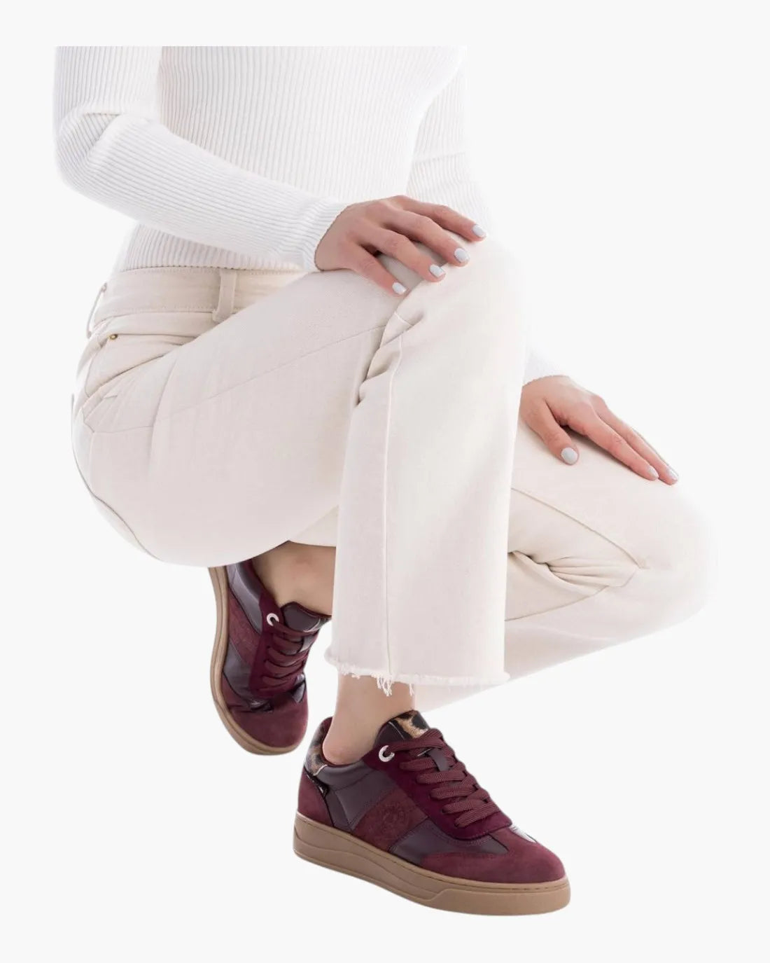 Refresh Vegan Burgundy Trainer with Leopard Detail - Leavys Shoes