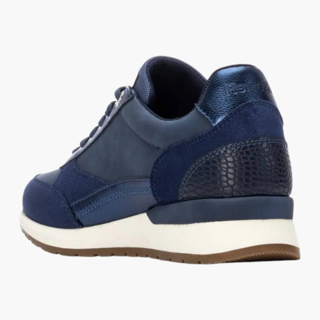 Refresh Navy Faux Leather & Suede Trainers with Zip Detail
