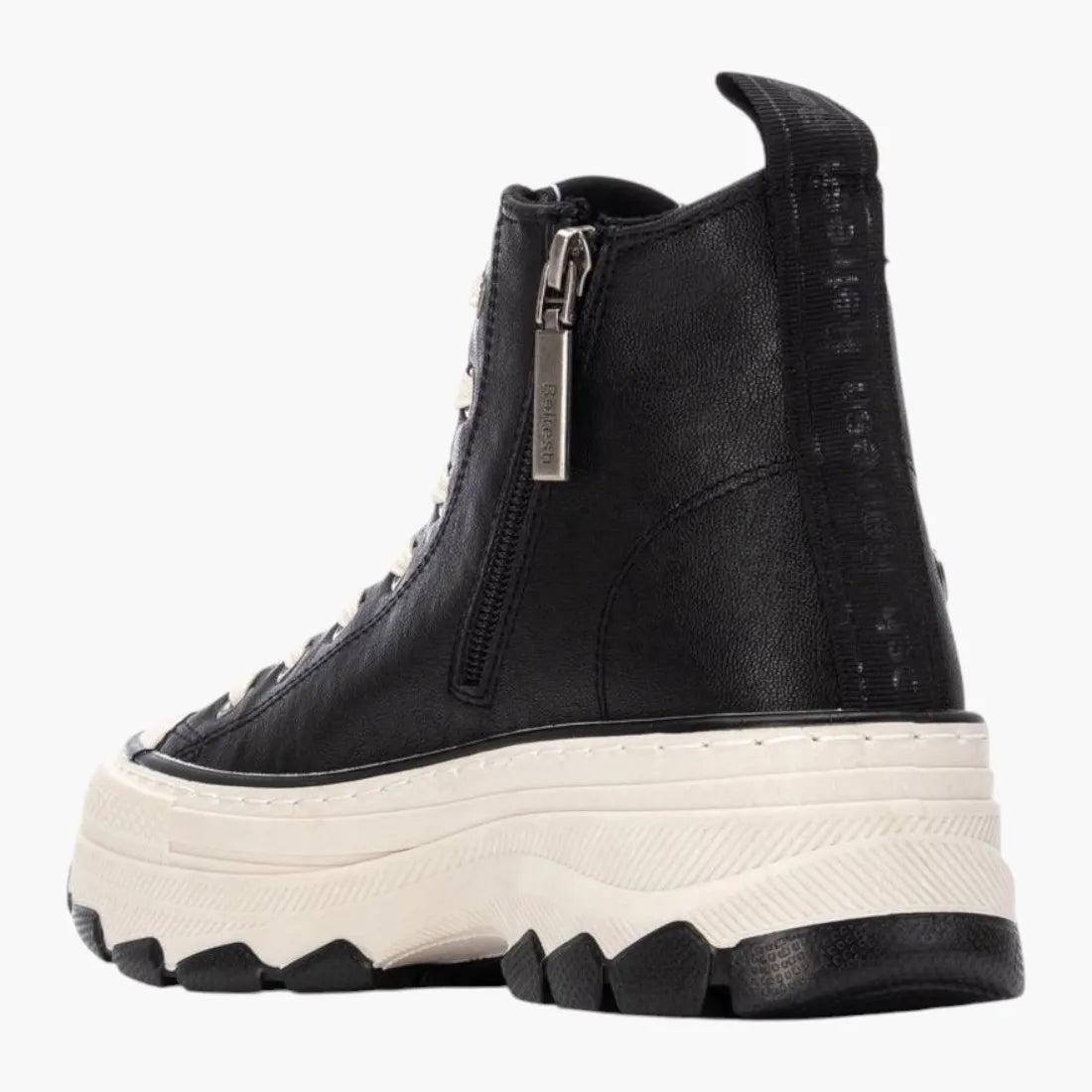 Refresh Black Vegan High-Top Trainers with Side Zip