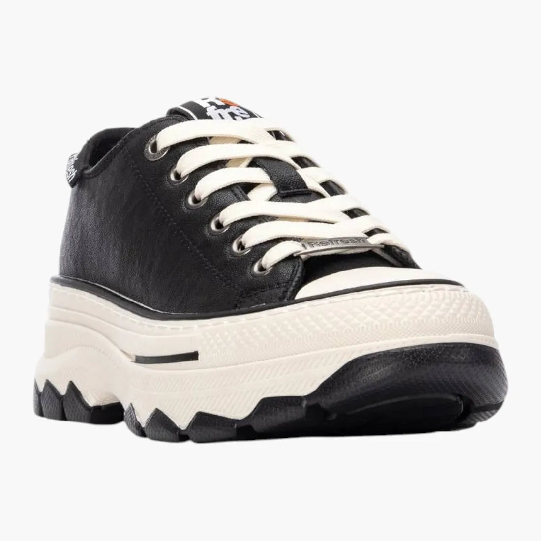 Refresh Black Vegan Platform Trainers with Contrast Laces - Leavys Shoes