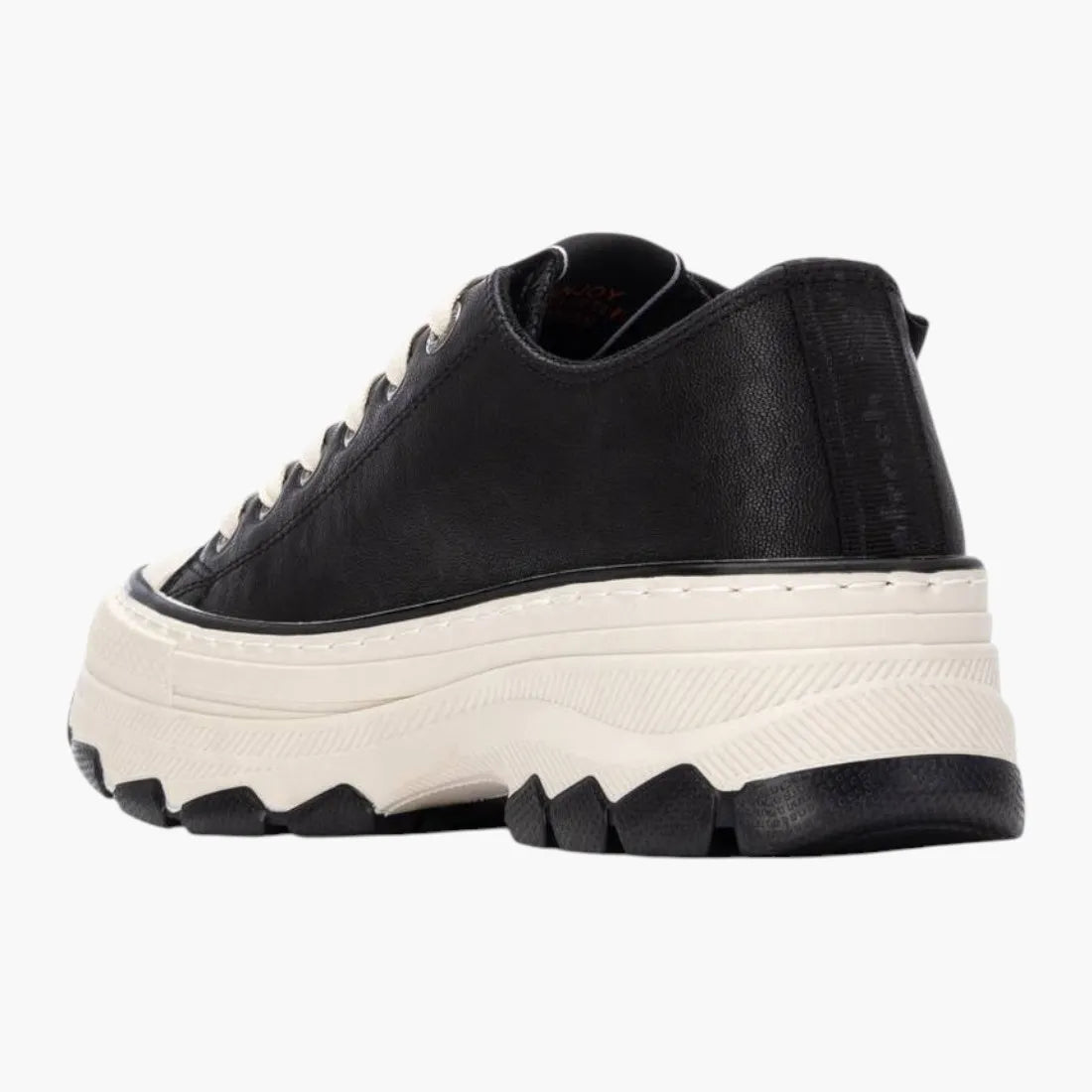 Refresh Black Vegan Platform Trainers with Contrast Laces - Leavys Shoes