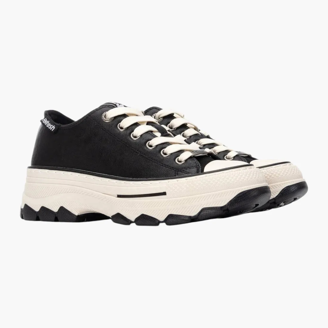 Refresh Black Vegan Platform Trainers with Contrast Laces - Leavys Shoes