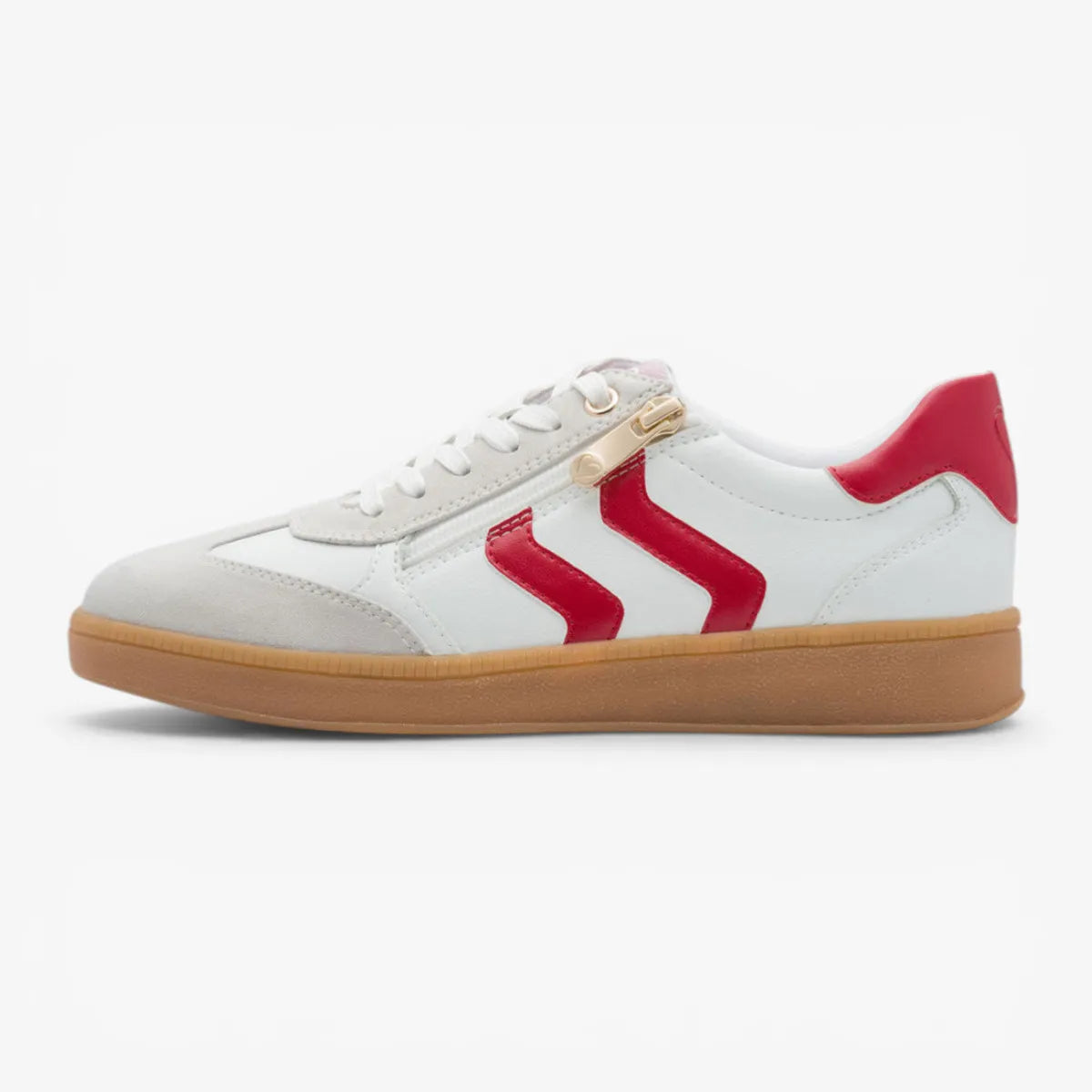 Marco Tozzi White and Red Trainer (Lace Up and Zip)