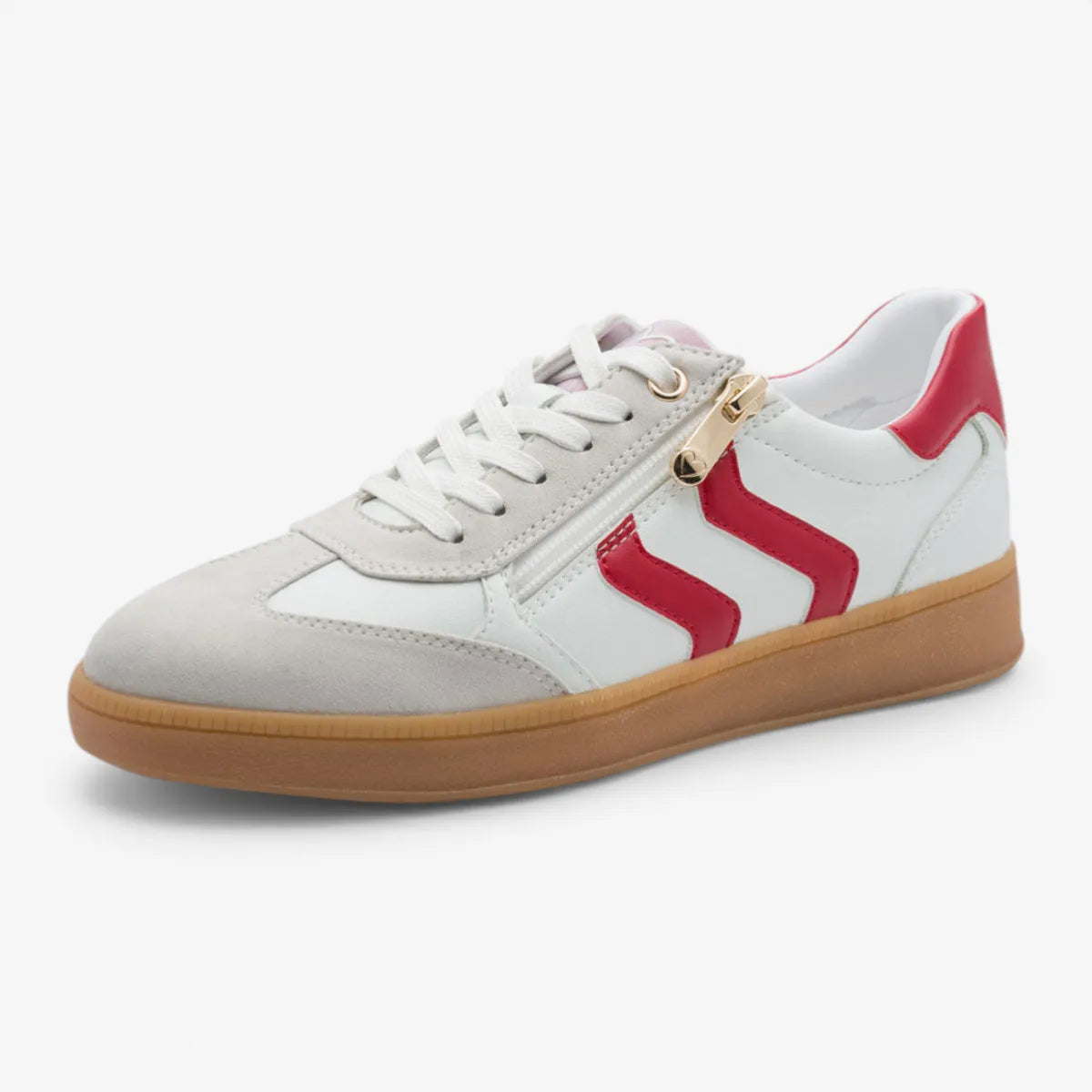 Marco Tozzi White and Red Trainer (Lace Up and Zip)