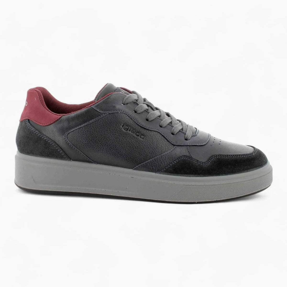 IGI &amp; Co Men&#39;s Navy Leather &amp; Suede Runner Shoes – Memory Foam Comfort with Wine Heel Accent - Leavys Shoes