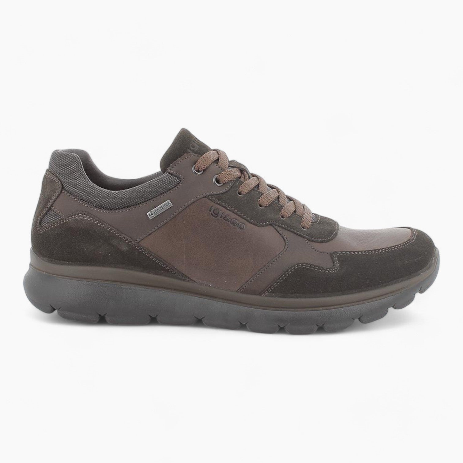 Men's Brown Leather GORE-TEX Sneakers by IGI&CO – Waterproof & Breathable - Leavys Shoes