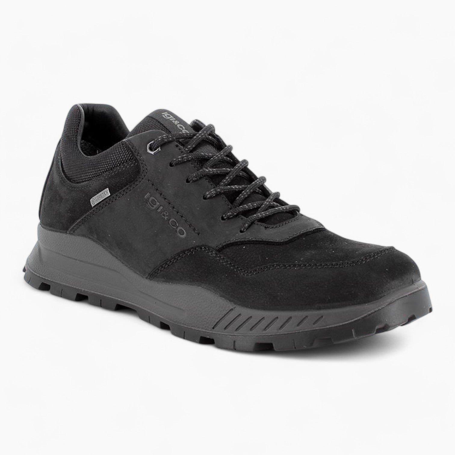 Men's Black Leather Sneakers with GORE-TEX by IGI&CO – Waterproof Comfort - Leavys Shoes