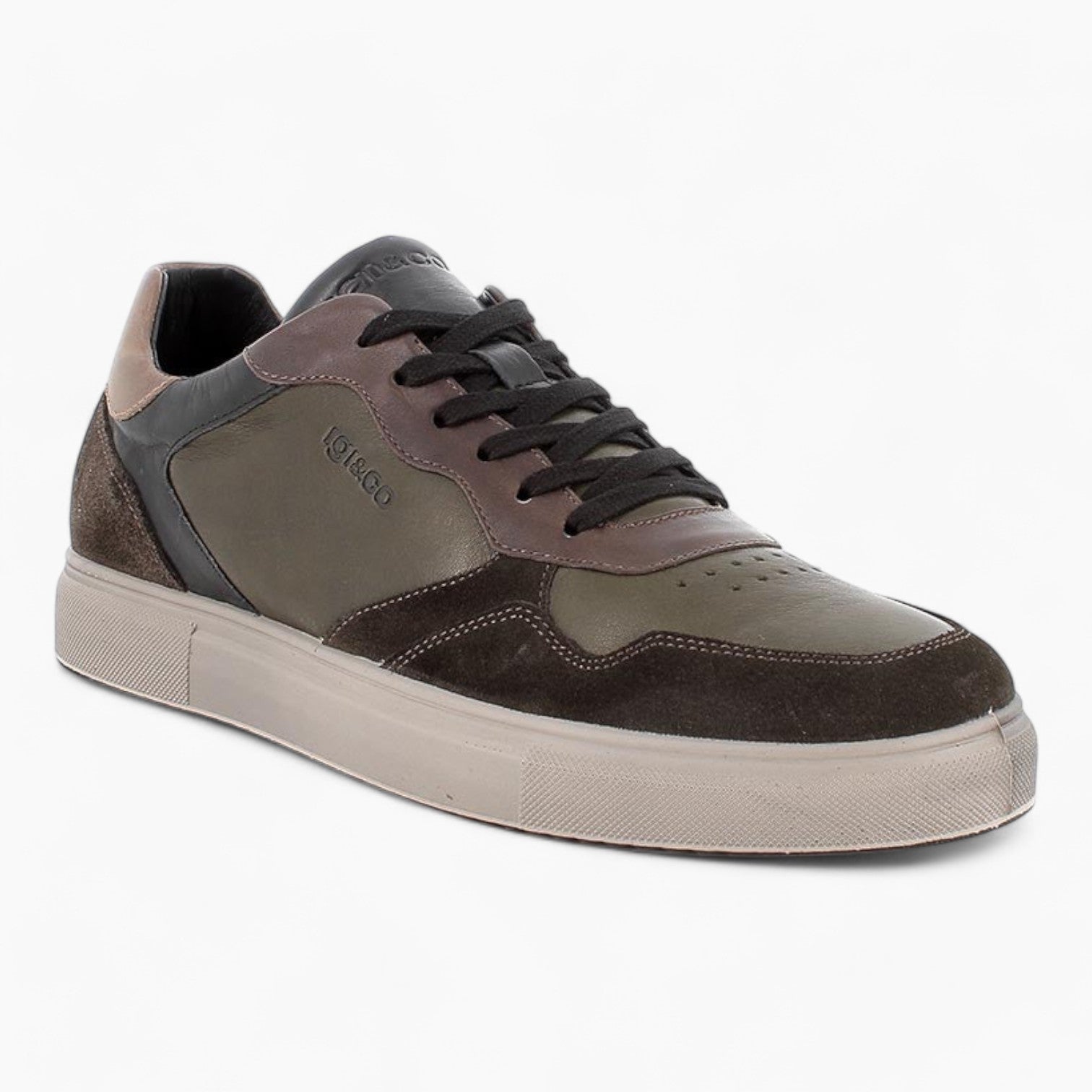 Men's Green Leather & Suede Sneakers by IGI&CO – Lightweight & Flexible - Leavys Shoes