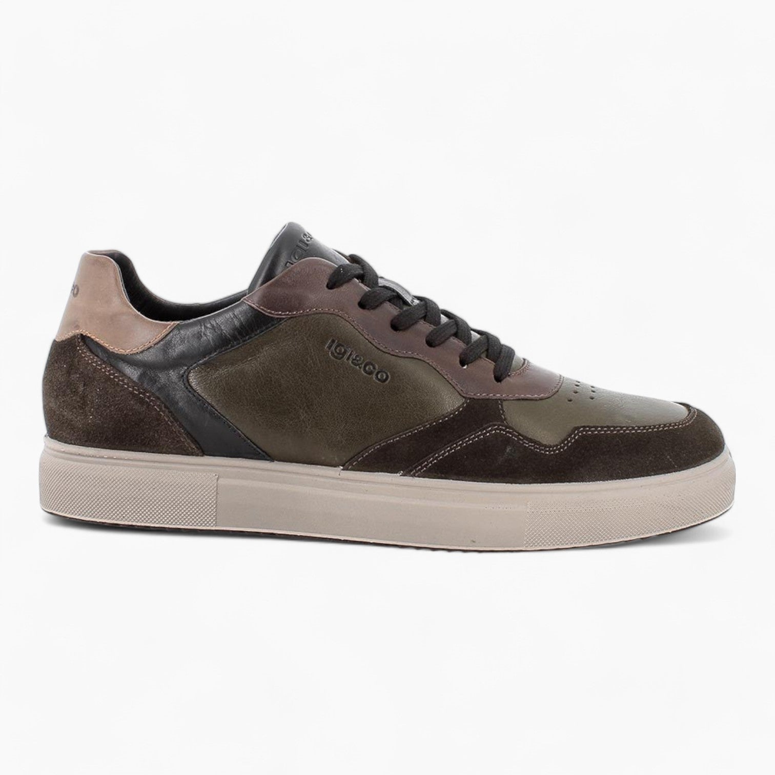 Men's Green Leather & Suede Sneakers by IGI&CO – Lightweight & Flexible