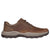 Close-up of the Air-Cooled Memory Foam insole in Skechers brown leather shoes.