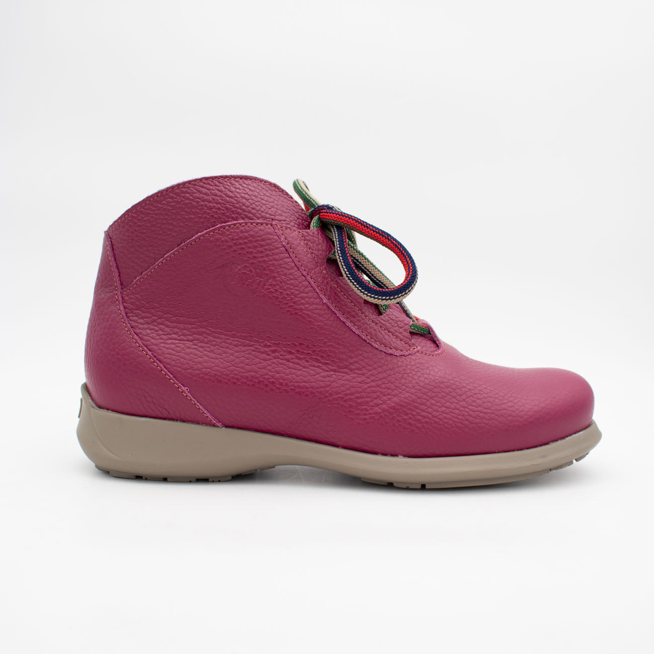 Jose Saenz Rural Berry Lace-Up Ankle Boots with Natural Sole