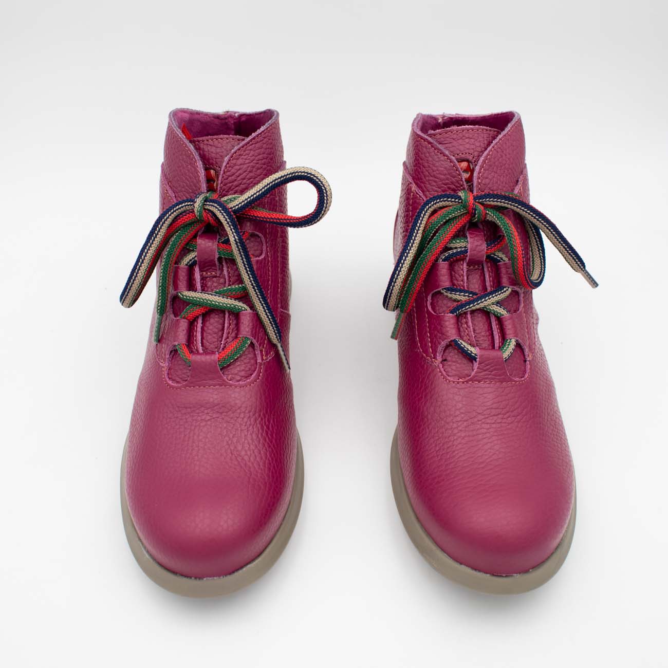 Jose Saenz Rural Berry Lace-Up Ankle Boots with Natural Sole