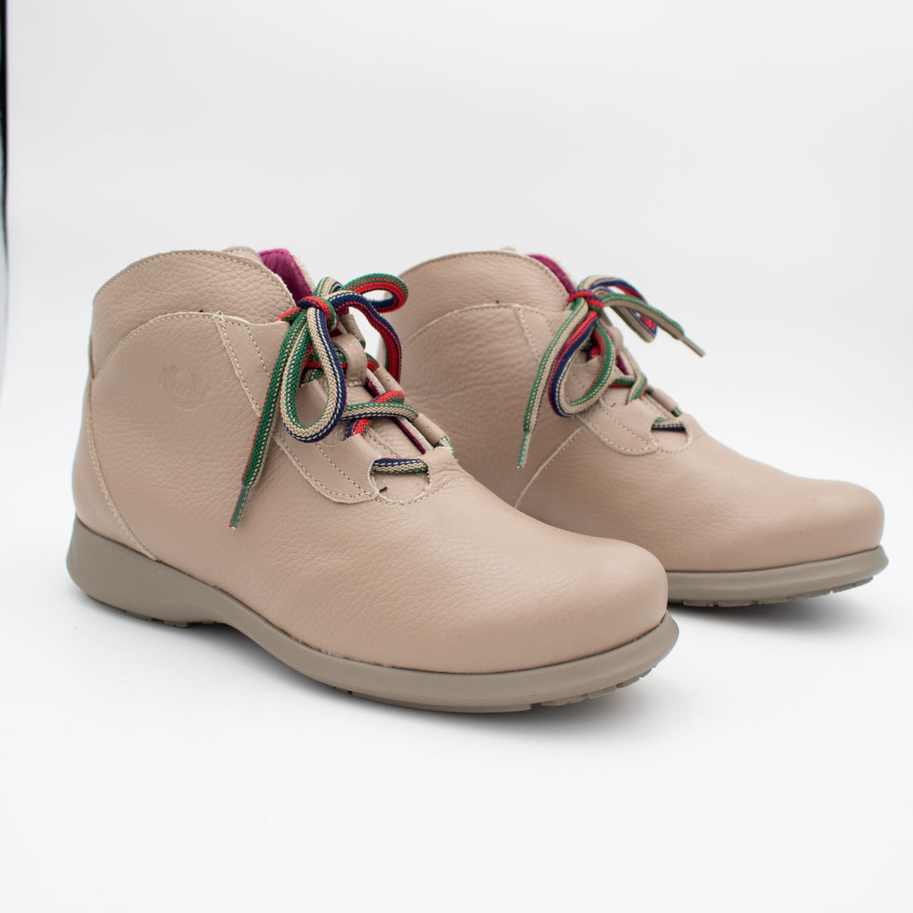 Jose Saenz Rural Taupe Lace-Up Ankle Boots with Natural Sole