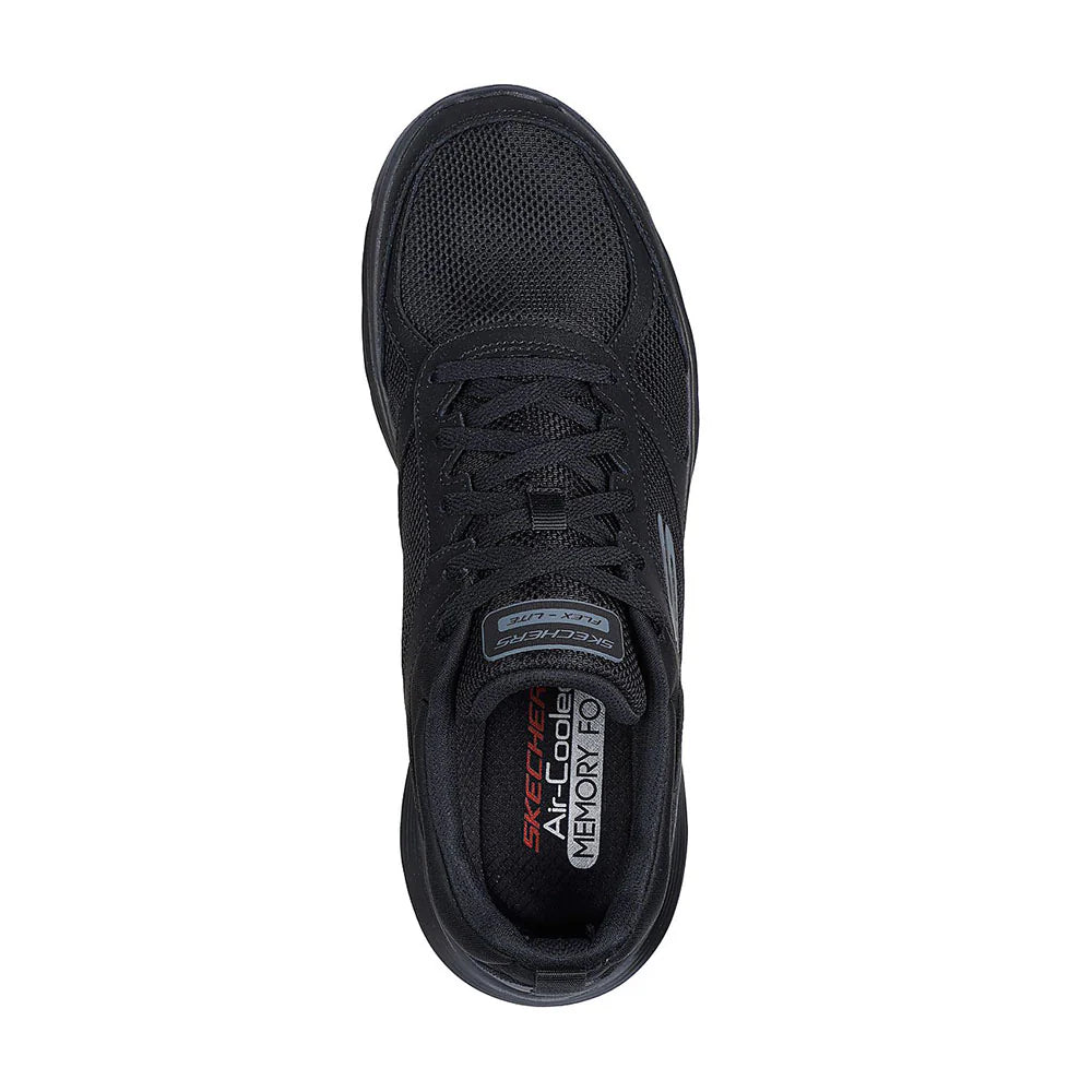     Skechers Flex Advantage 5.0 with mesh and synthetic upper for breathability.