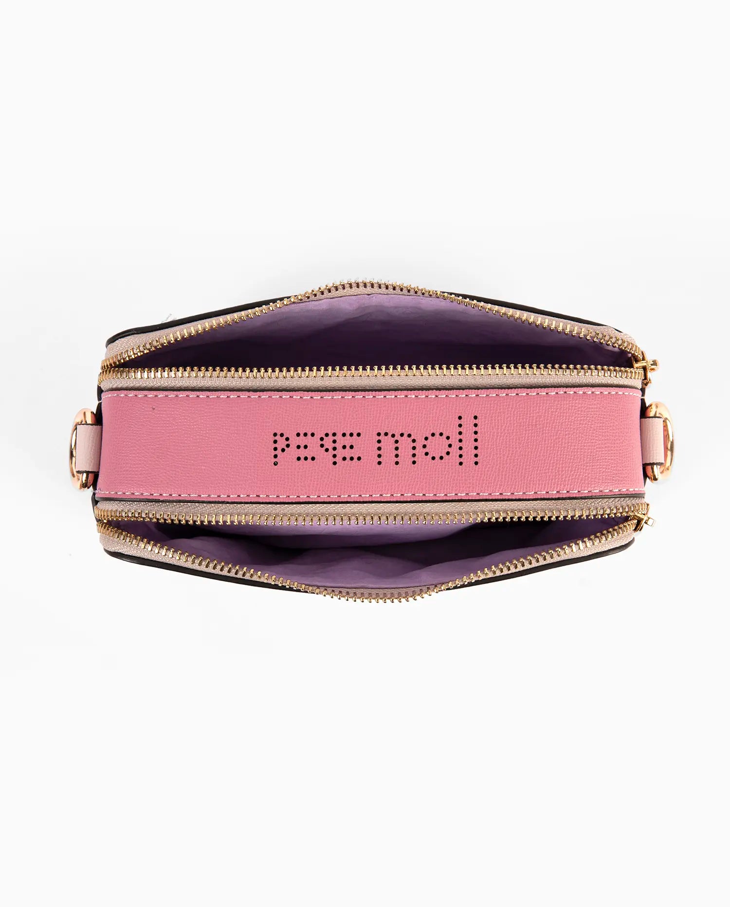  Closeup of the golden details on Pepe Moll crossbody bag 241360, accentuating its modern elegance.