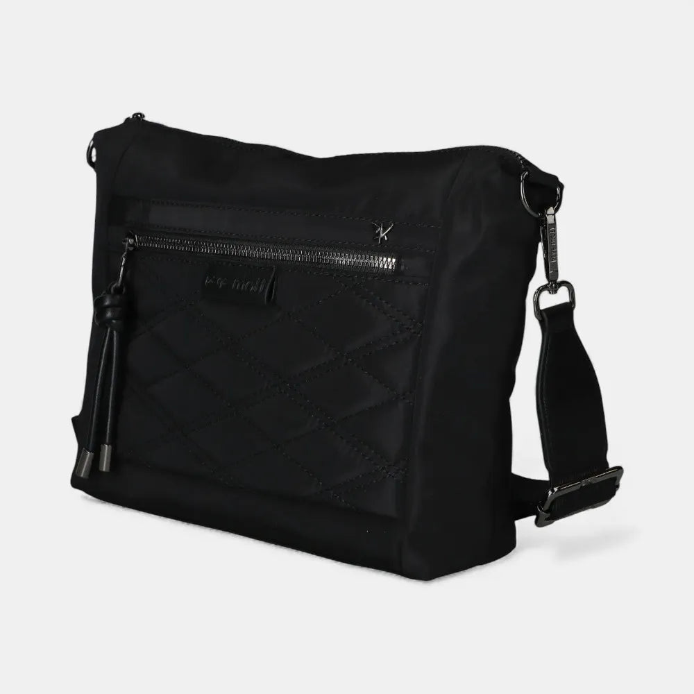 Pepe Moll Manuela Crossbody – Black Quilted Nylon