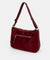 Red handbag with gold zippers on a white background