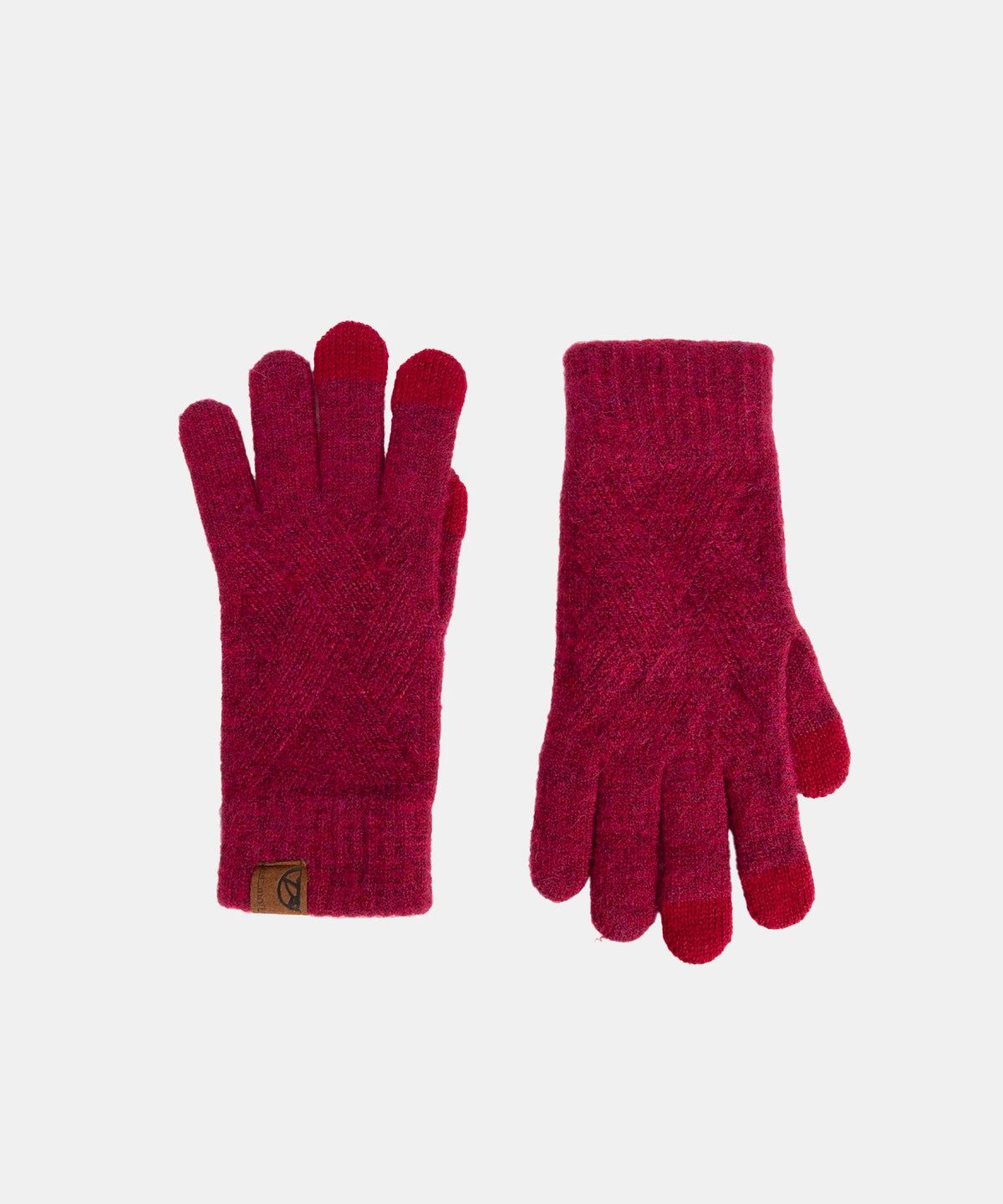 Pair of red gloves on a light gray background