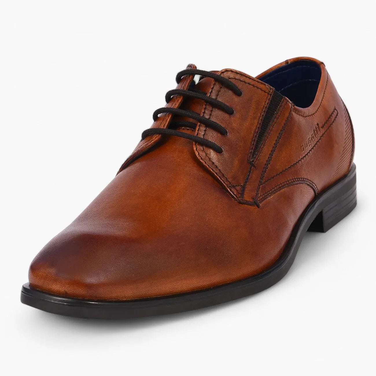 Bugatti Men's Cognac Leather Business Lace-Up Shoes – Hand-Finished - Leavys Shoes