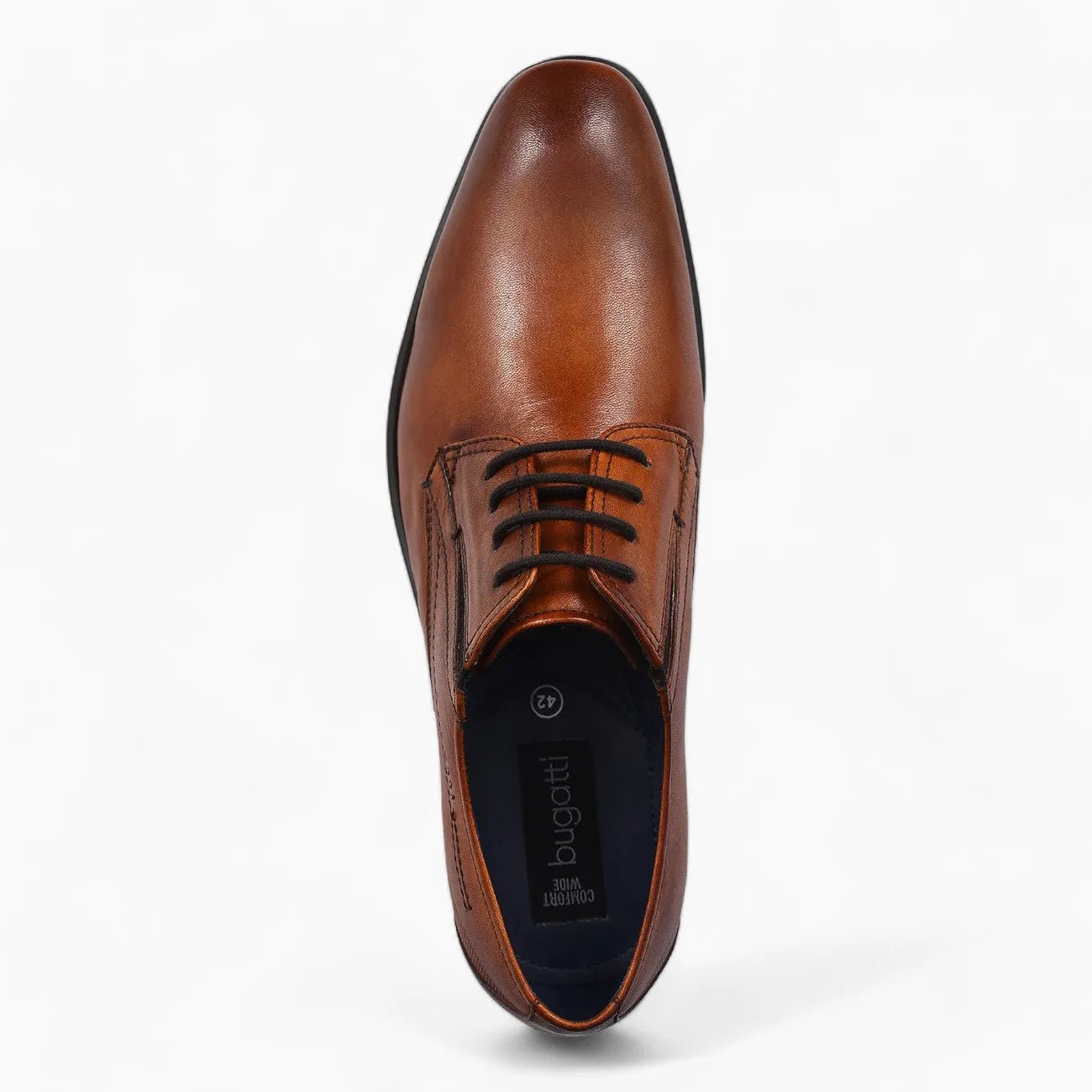 Bugatti Men's Cognac Leather Business Lace-Up Shoes – Hand-Finished - Leavys Shoes