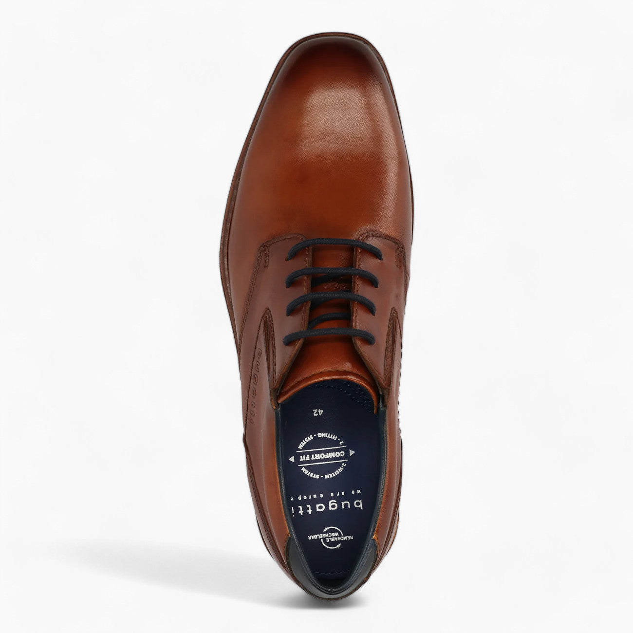 Maik Exko Men's Cognac Leather Business Derby Shoes – Extra Wide Fit, Removable Insole