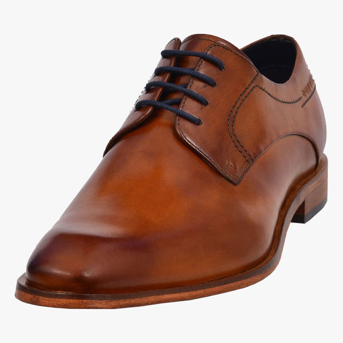 Bugatti Men’s Cognac Leather Derby Shoes with Hand-Polished Finish - Leavys Shoes