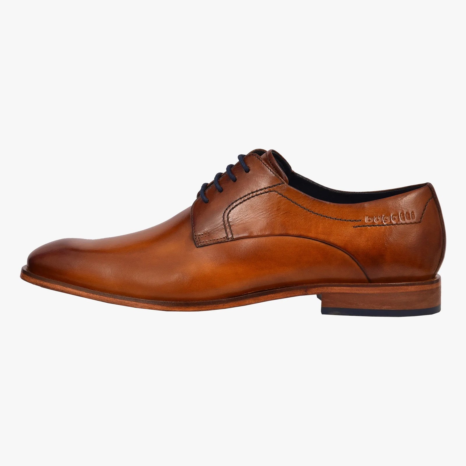 Bugatti Men’s Cognac Leather Derby Shoes with Hand-Polished Finish - Leavys Shoes