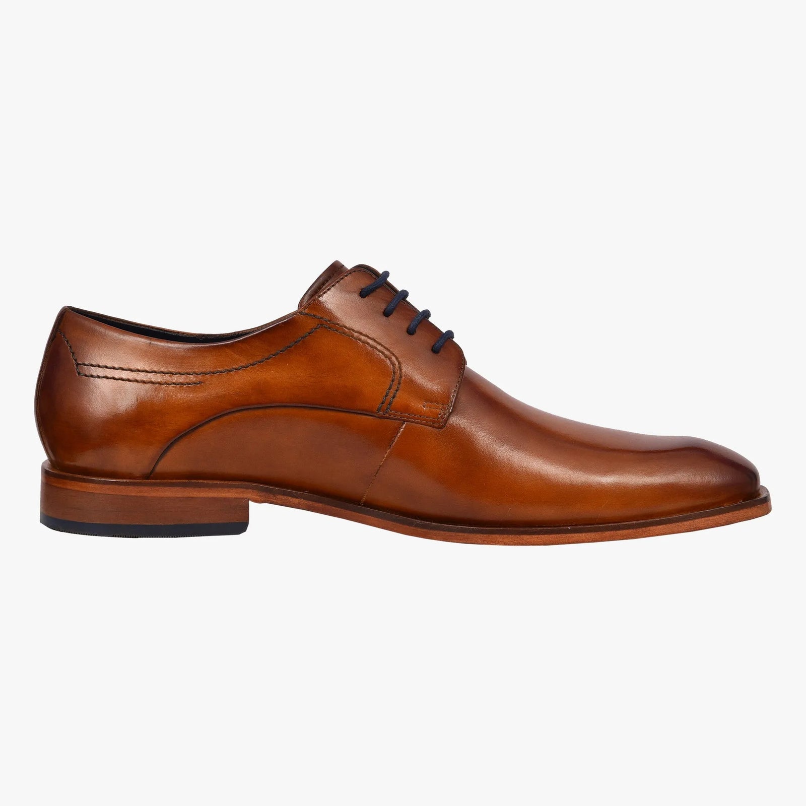Bugatti Men’s Cognac Leather Derby Shoes with Hand-Polished Finish - Leavys Shoes