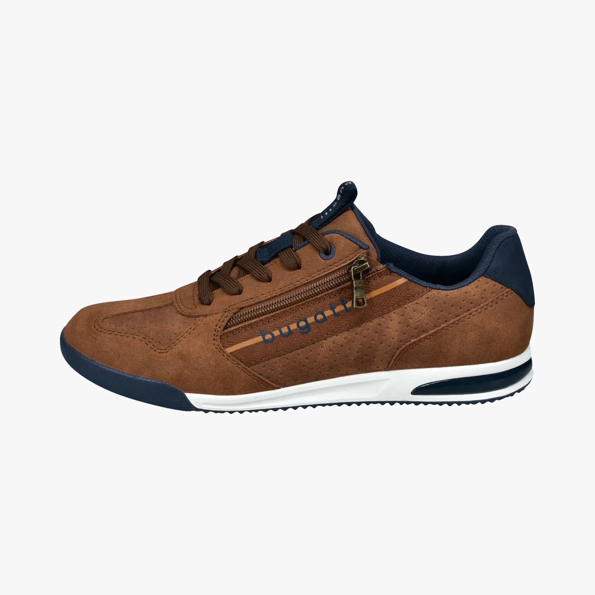 Bugatti Cognac Men's Sneakers – Zip Detail & Eco Comfort - Leavys
