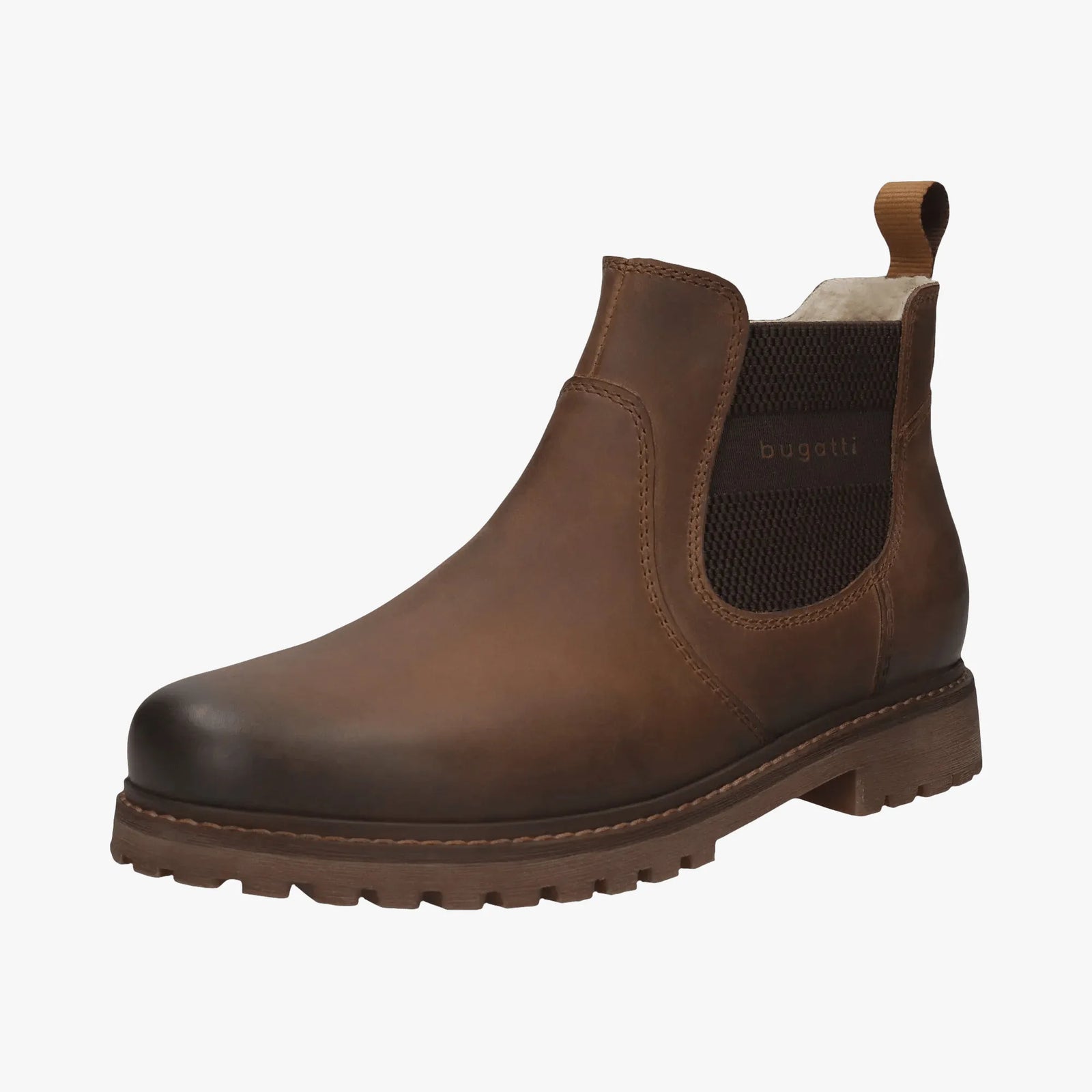 Bugatti Cognac Leather Men’s Chelsea Boot – Side Zip, Roomy Fit (321-AOQ53) - Leavys Shoes