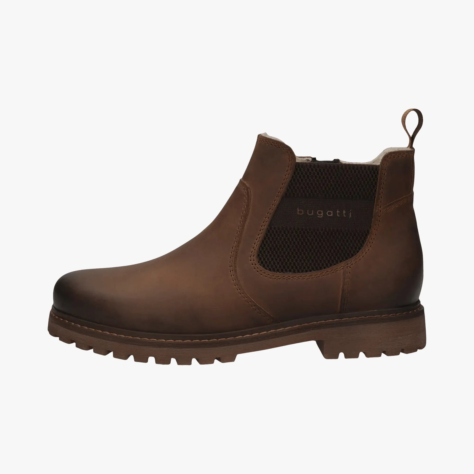 Bugatti Cognac Leather Men’s Chelsea Boot – Side Zip, Roomy Fit (321-AOQ53) - Leavys Shoes