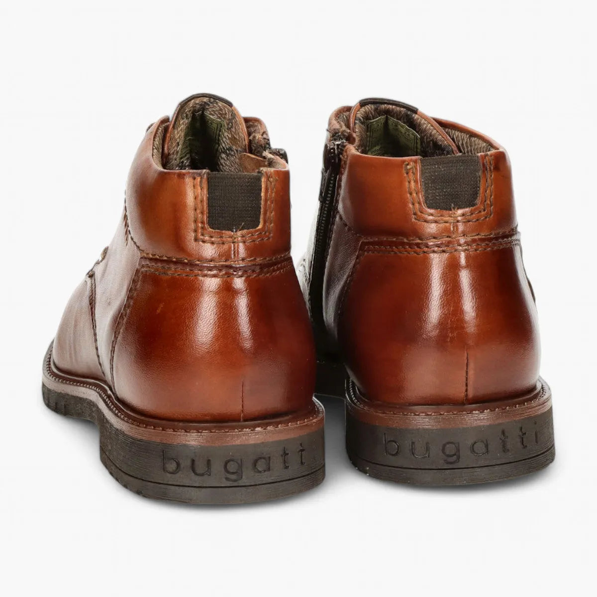Bugatti Men's Cognac Leather Lace-Up Boots – Warm Lined & Premium Comfort - Leavys Shoes