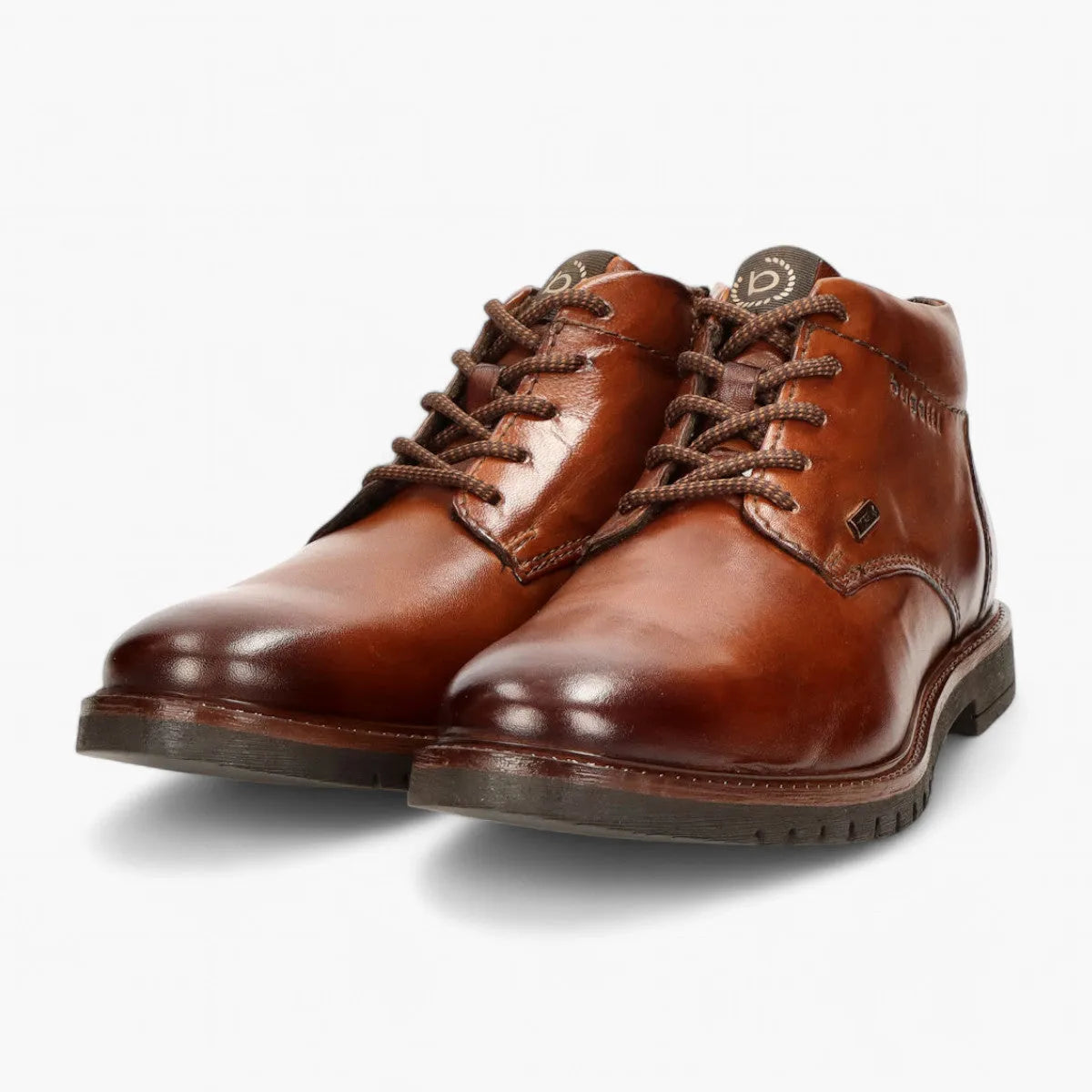 Bugatti Men's Cognac Leather Lace-Up Boots – Warm Lined & Premium Comfort - Leavys Shoes