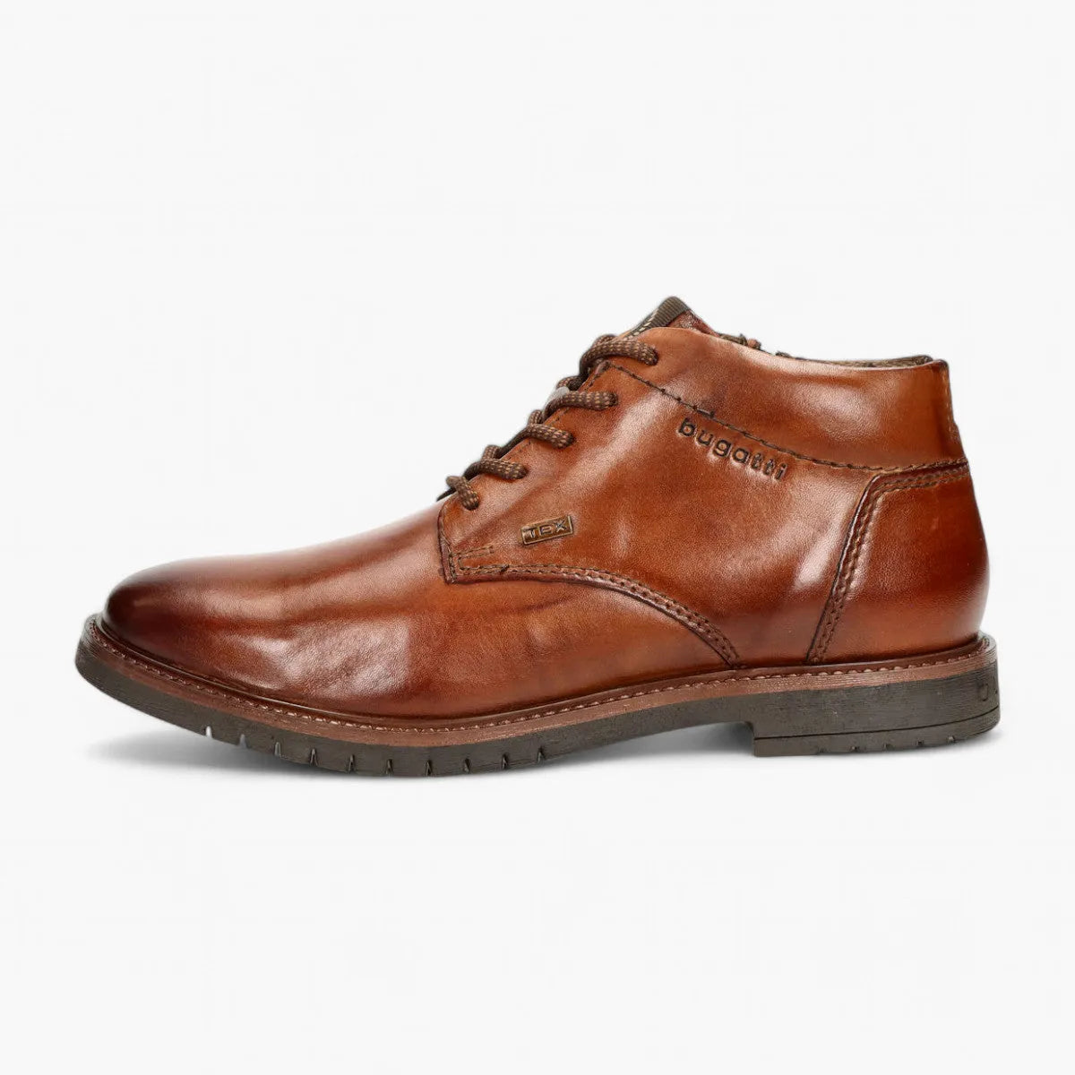 Bugatti Men&#39;s Cognac Leather Lace-Up Boots – Warm Lined &amp; Premium Comfort - Leavys Shoes