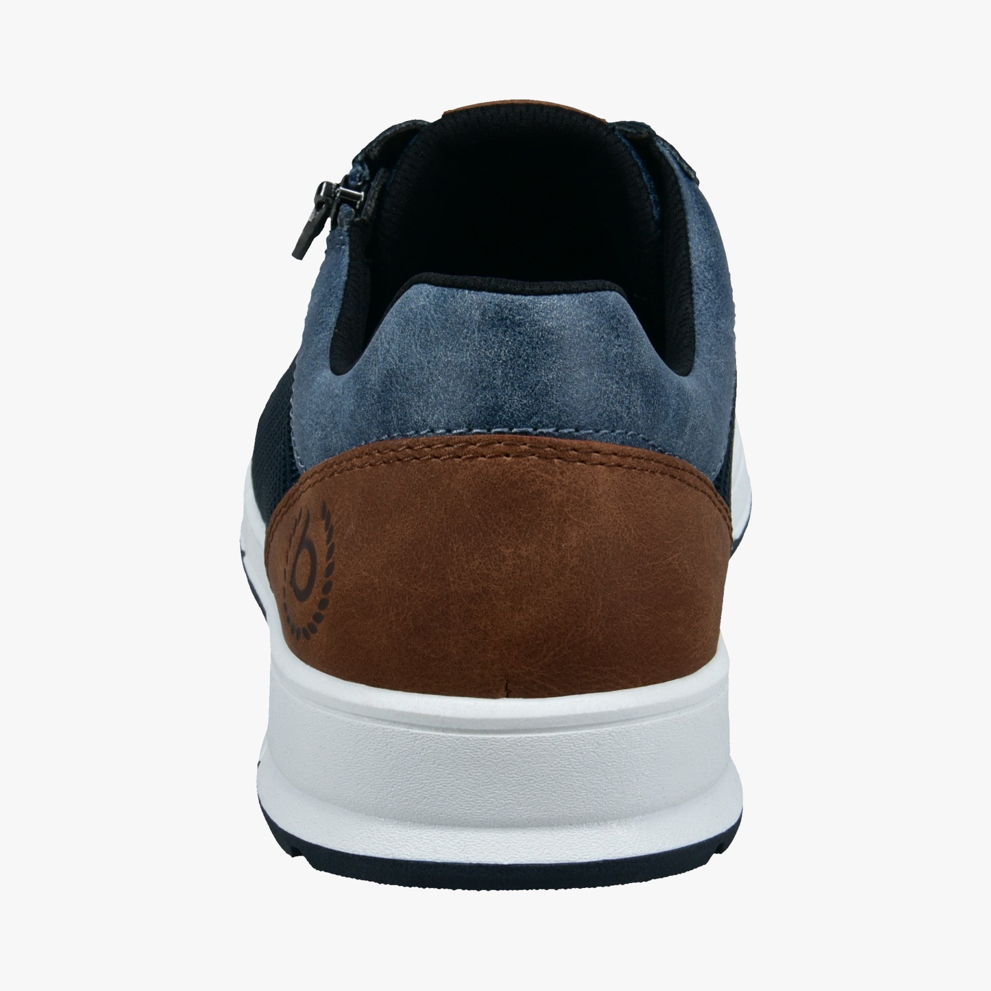 Bugatti Men’s Blue Casual Sneakers with Zip Detail and Contrast Heel