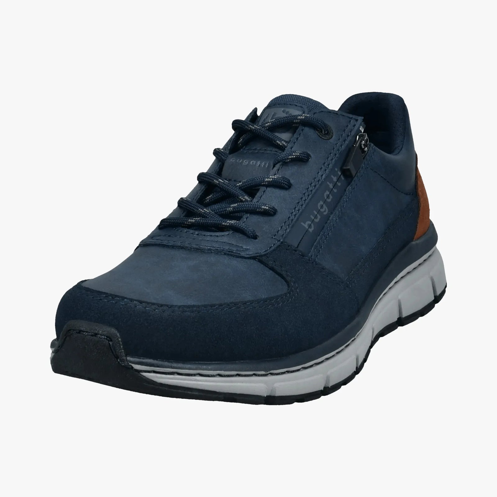 Bugatti Navy Wide-Fit Men’s Casual Trainer – Side Zip (331-AOS01) - Leavys Shoes