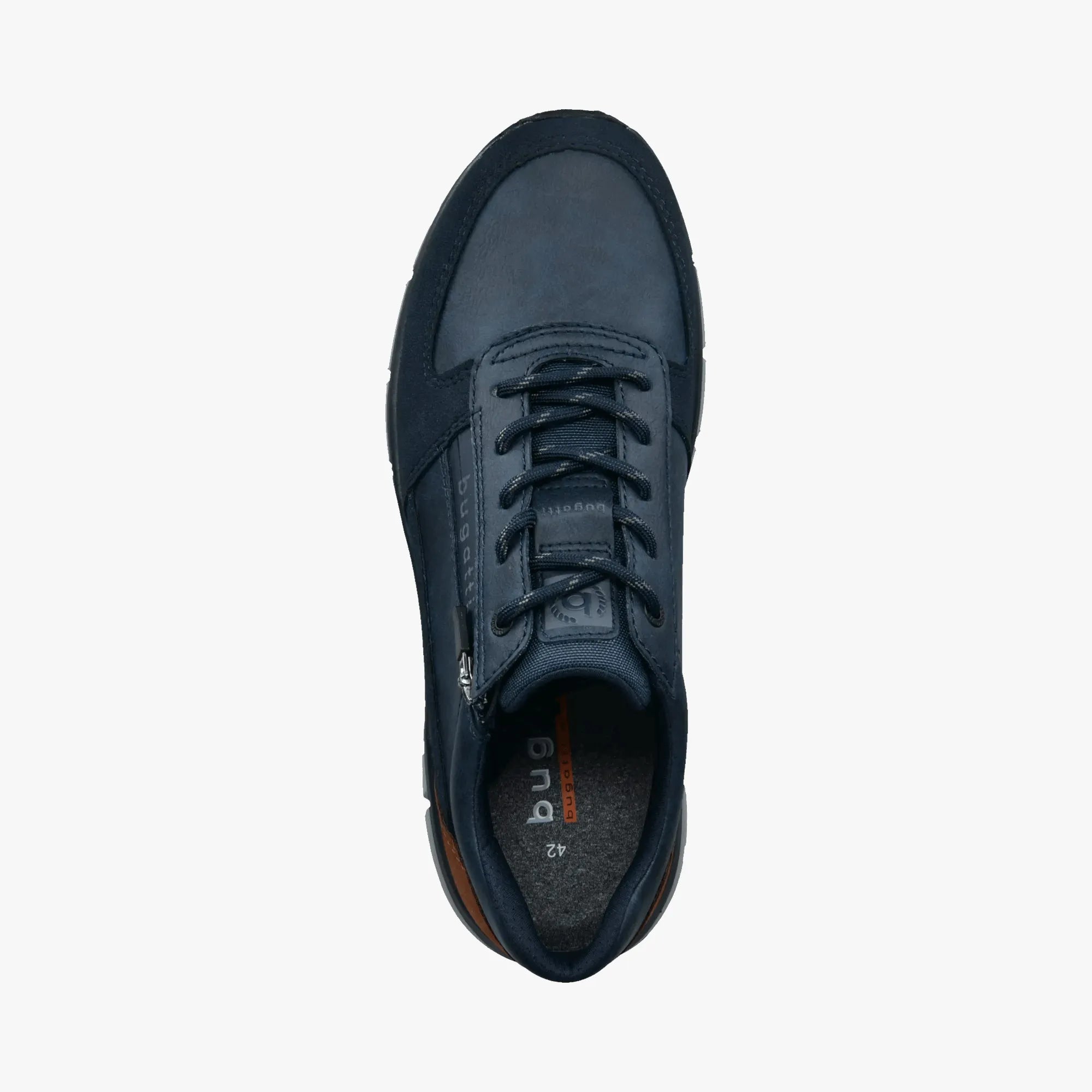 Bugatti Navy Wide-Fit Men’s Casual Trainer – Side Zip (331-AOS01) - Leavys Shoes