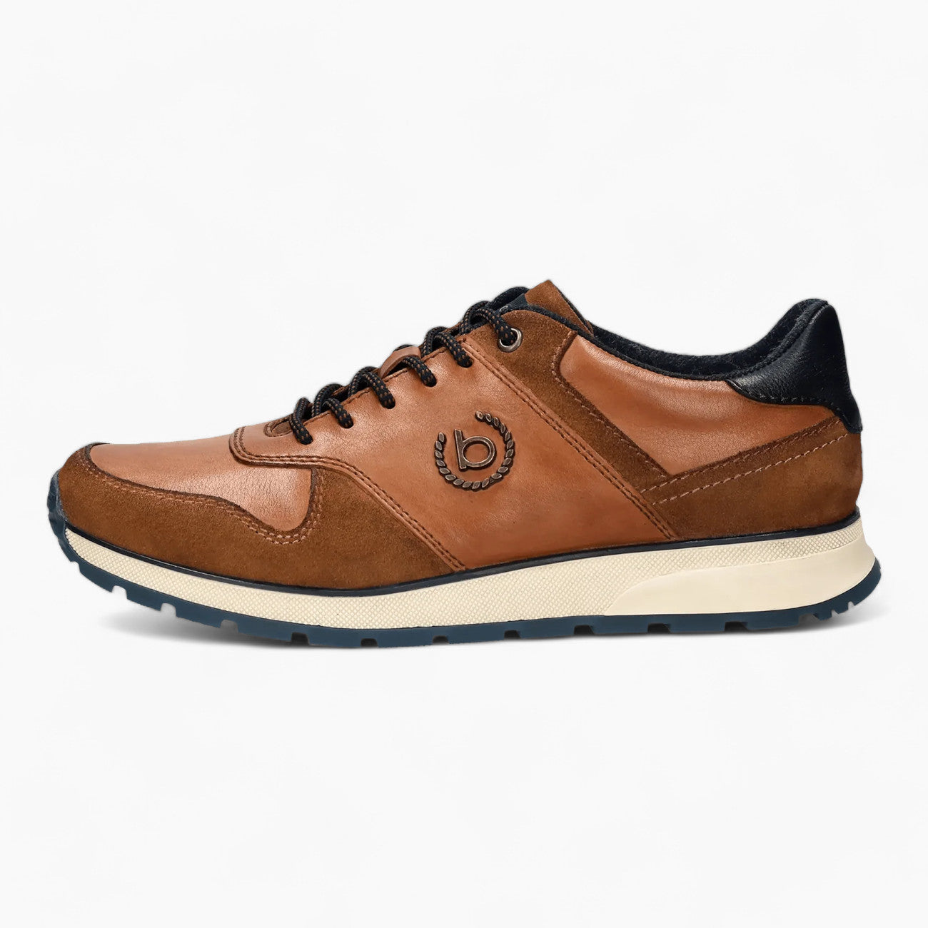 Bugatti Ivo Men's Cognac Leather Sneakers – Wide Fit, Memory Foam Insole