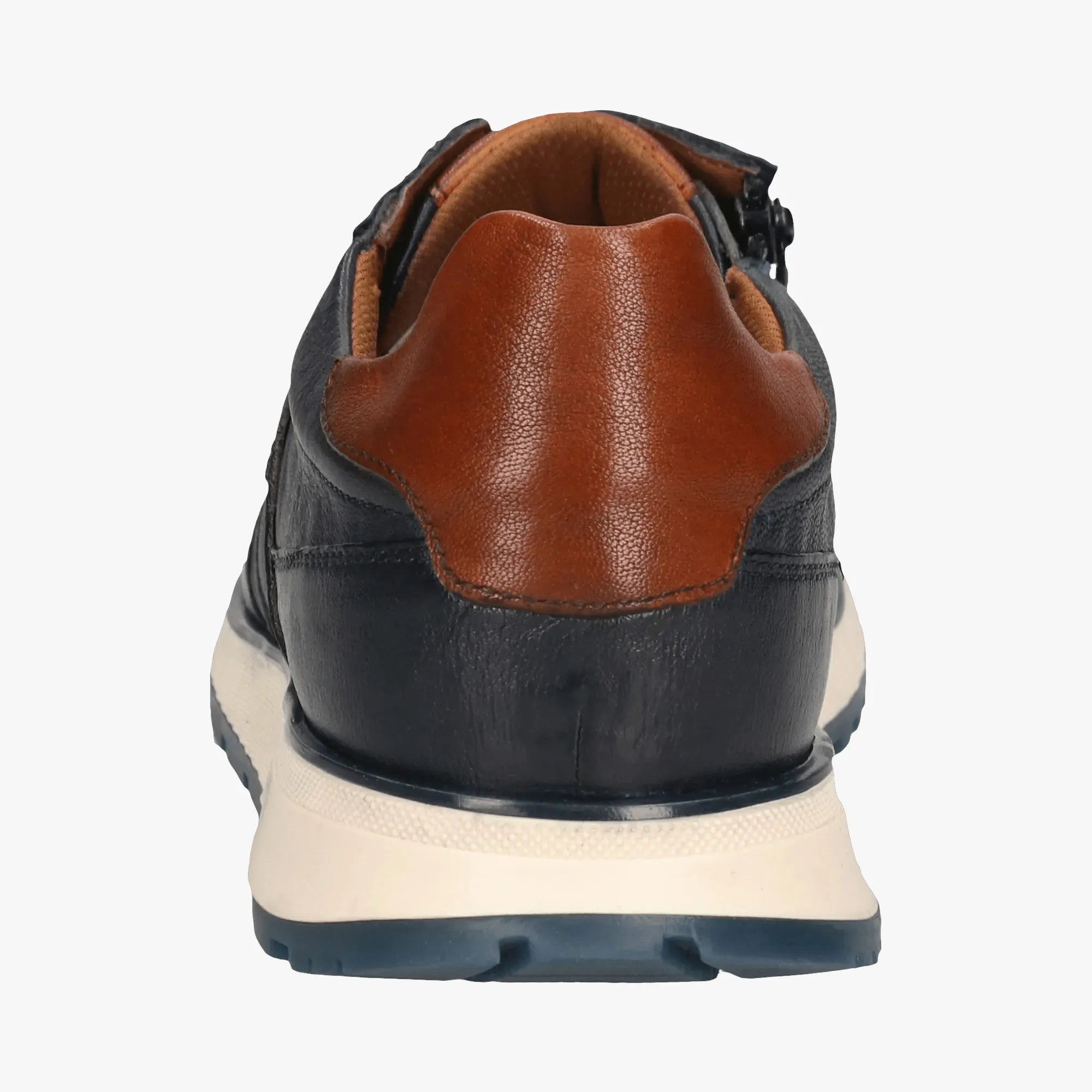 Bugatti Dark Blue Leather Men’s Trainer – Side Zip, Hand-Finished (331-APA03) - Leavys Shoes